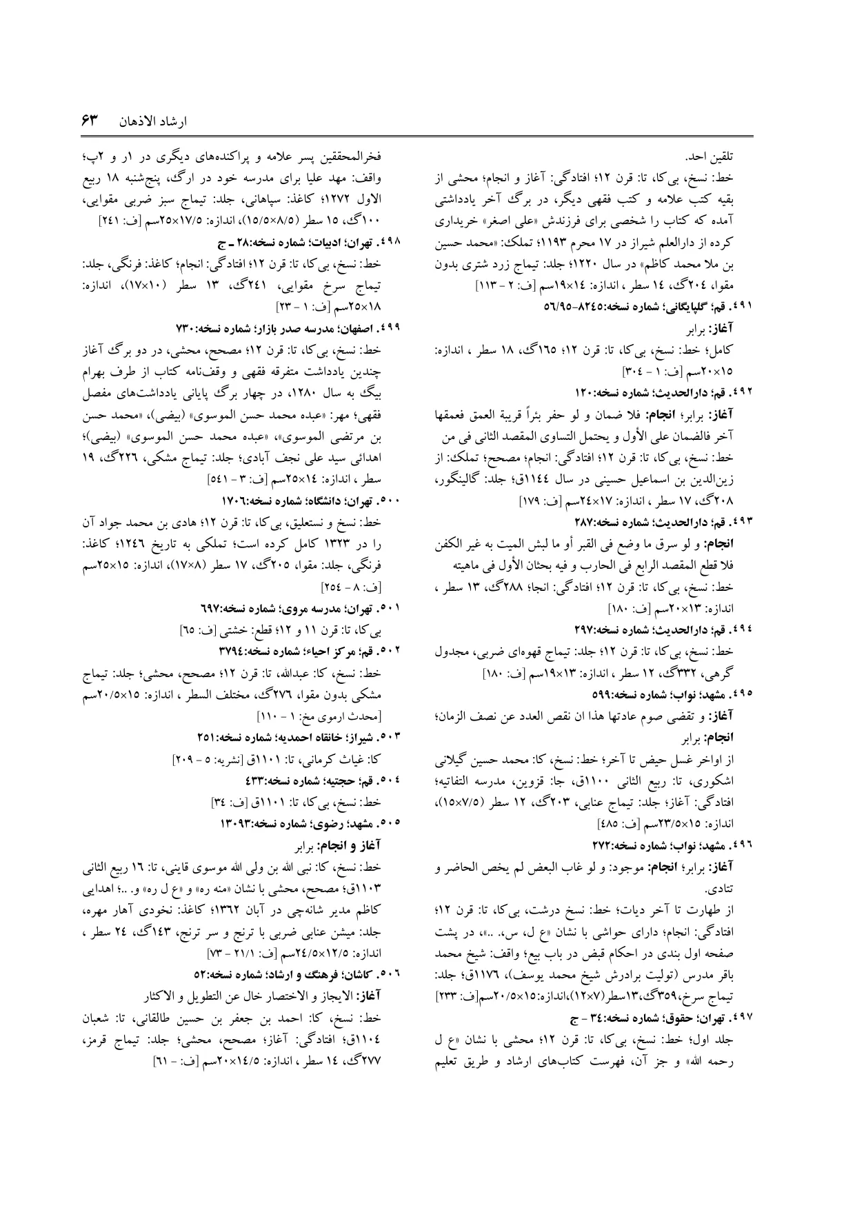 برگه‌ی ج ۳، ص ۶۳، ردیف ۵۰۱ در فنخا