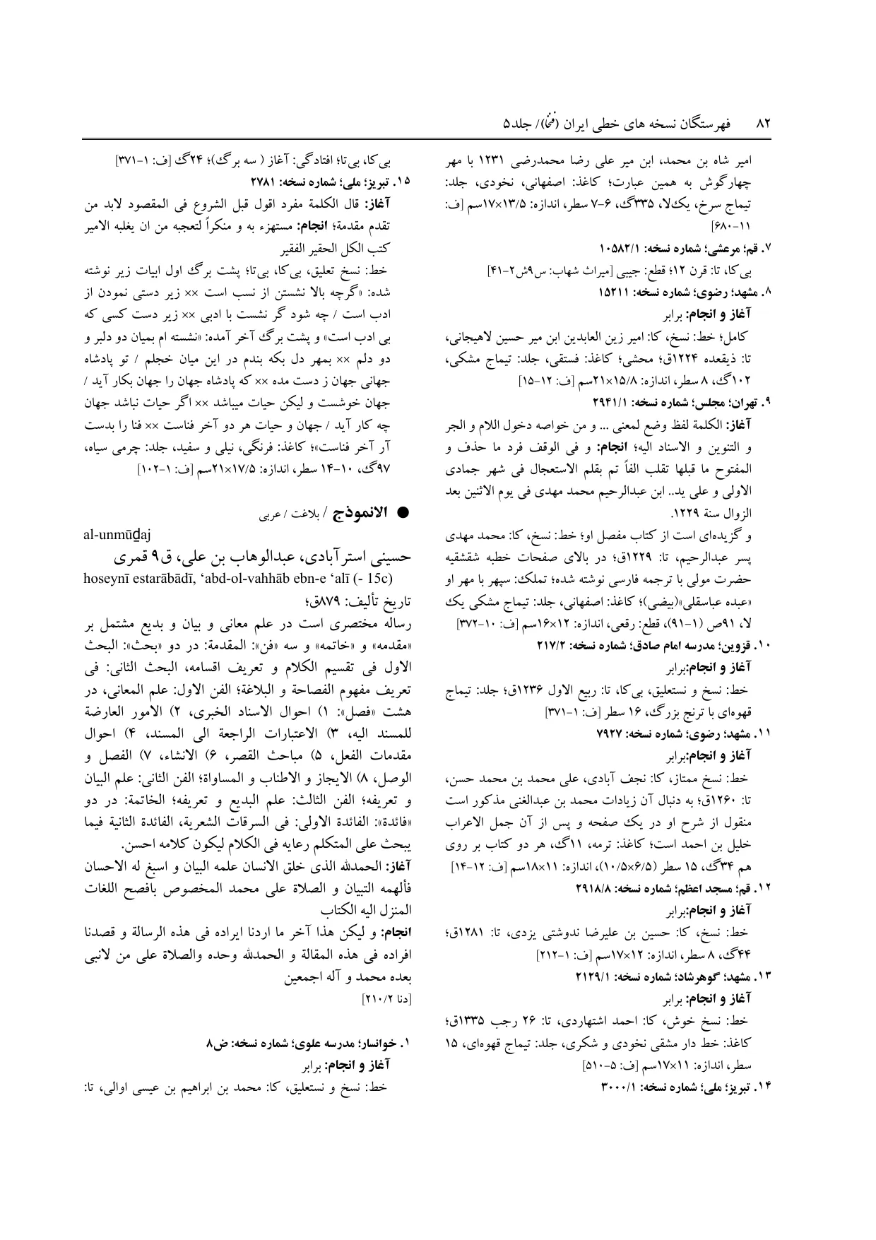 برگه‌ی ج ۵، ص ۸۲، ردیف ۱۰ در فنخا