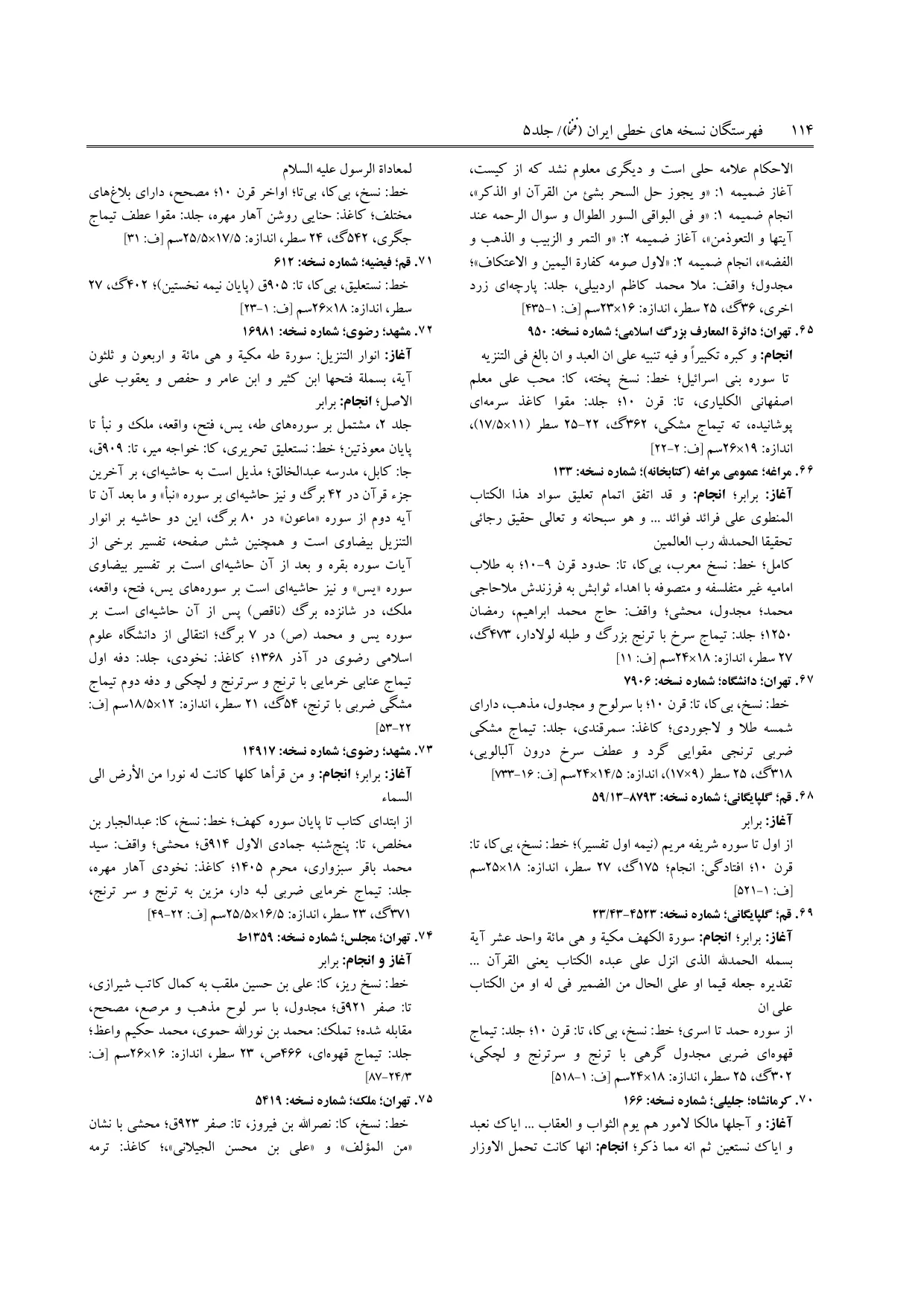 برگه‌ی ج ۵، ص ۱۱۴، ردیف ۶۵ در فنخا