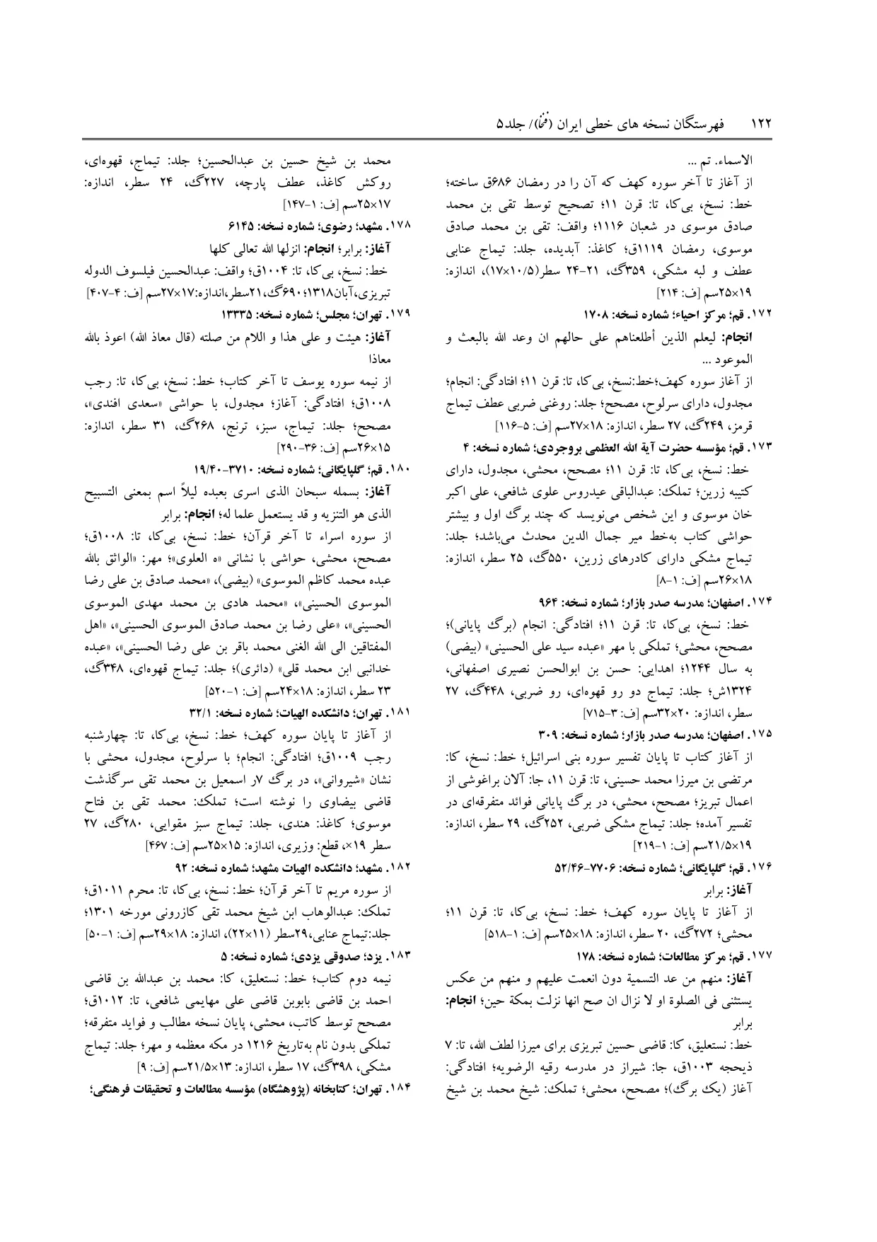 برگه‌ی ج ۵، ص ۱۲۲، ردیف ۱۸۱ در فنخا
