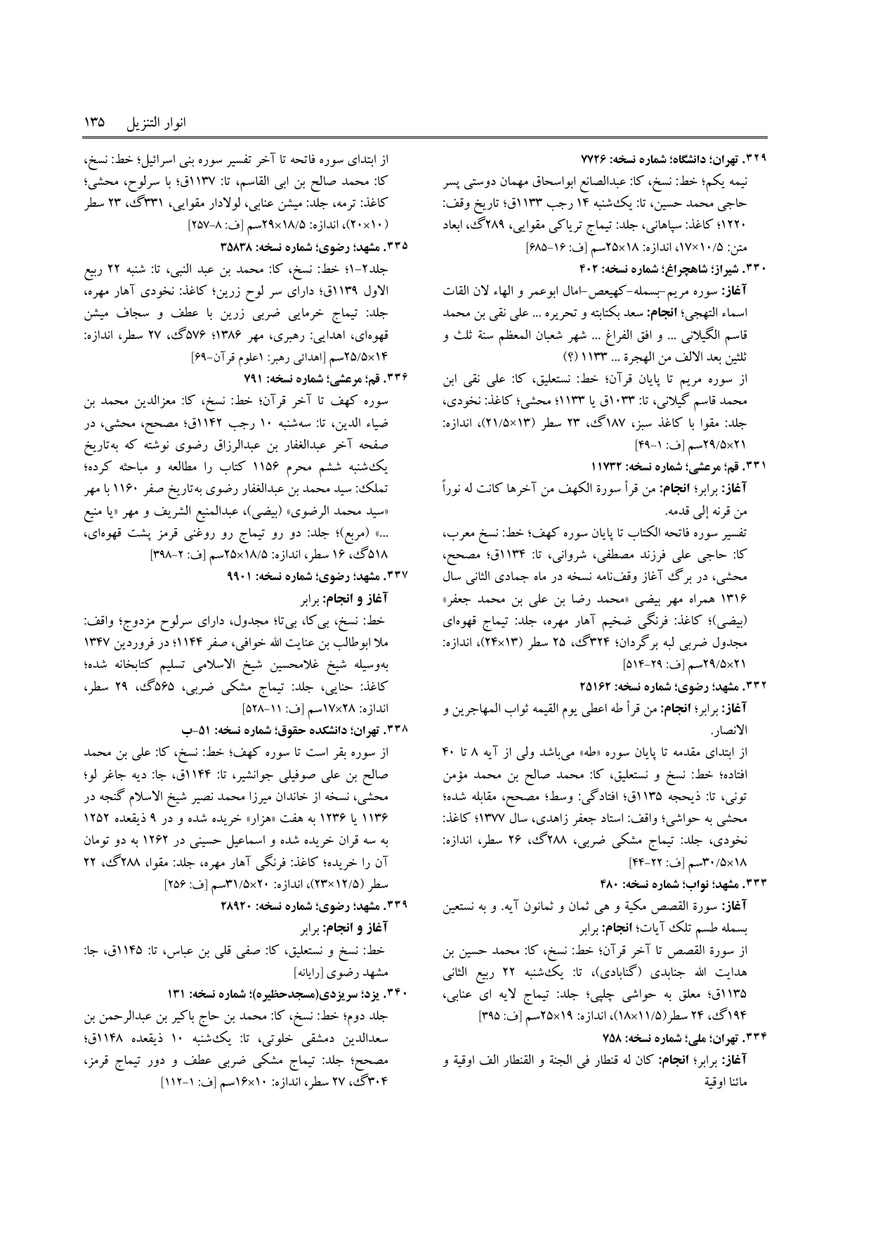 برگه‌ی ج ۵، ص ۱۳۵، ردیف ۳۳۸ در فنخا