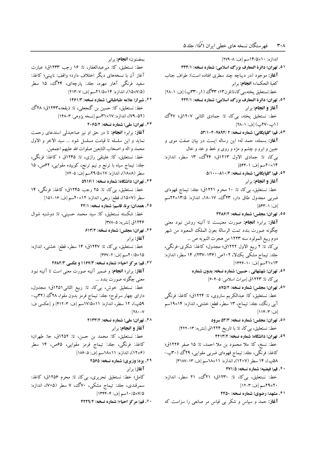برگه‌ی ج ۵، ص ۳۰۸، ردیف ۵۲ در فنخا