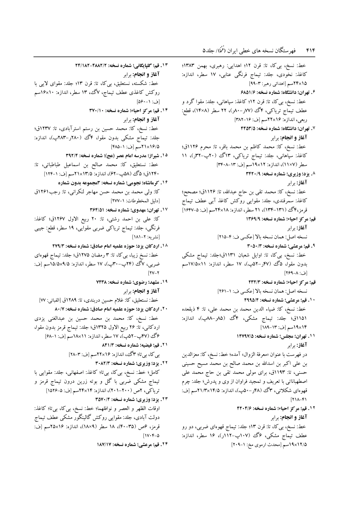 برگه‌ی ج ۵، ص ۴۱۴، ردیف ۱۸ در فنخا
