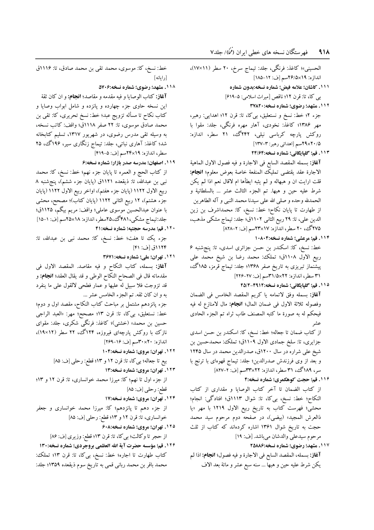 برگه‌ی ج ۷، ص ۹۱۸، ردیف ۱۲۰ در فنخا