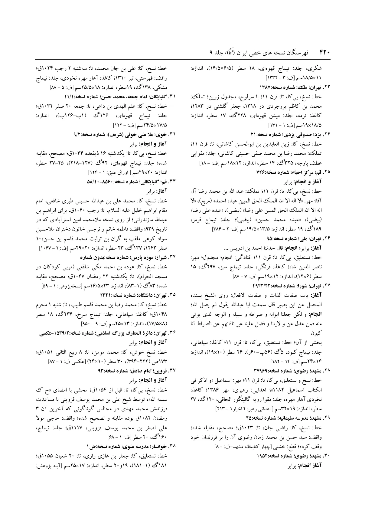برگه‌ی ج ۹، ص ۴۲۰، ردیف ۳۶ در فنخا