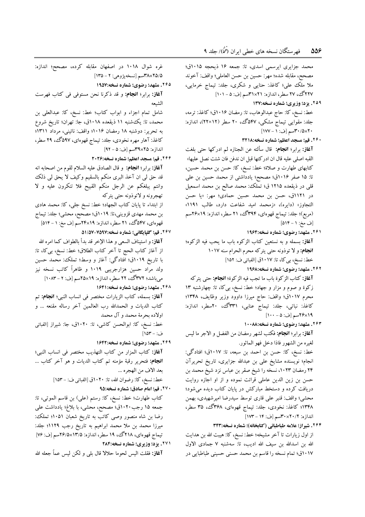 برگه‌ی ج ۹، ص ۵۵۶، ردیف ۲۶۴ در فنخا