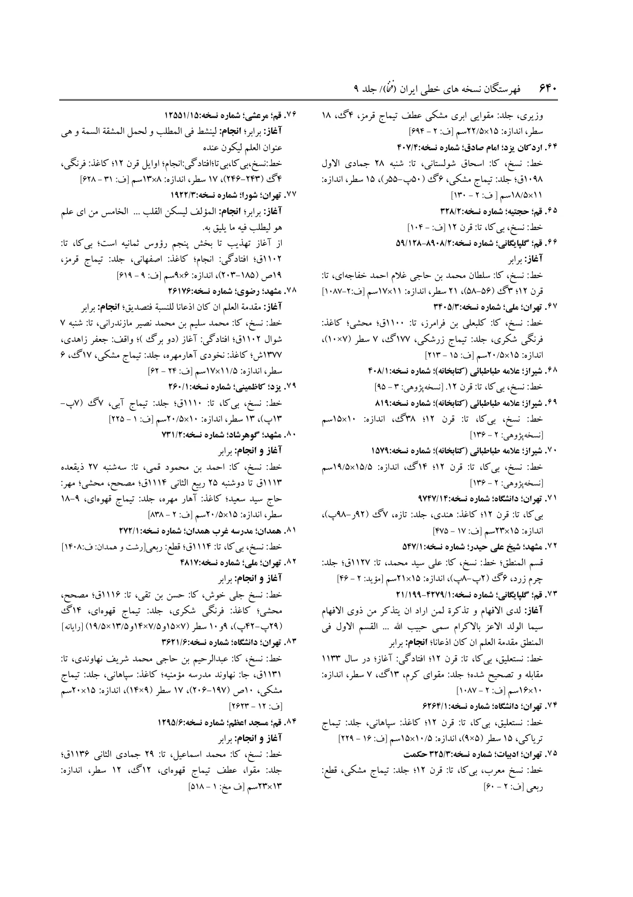برگه‌ی ج ۹، ص ۶۴۰، ردیف ۷۷ در فنخا