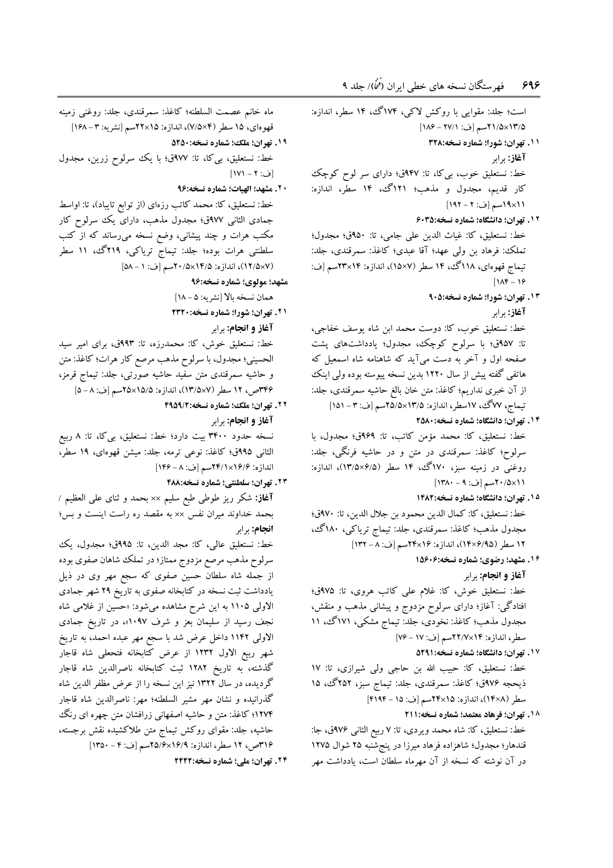برگه‌ی ج ۹، ص ۶۹۶، ردیف ۲۱ در فنخا