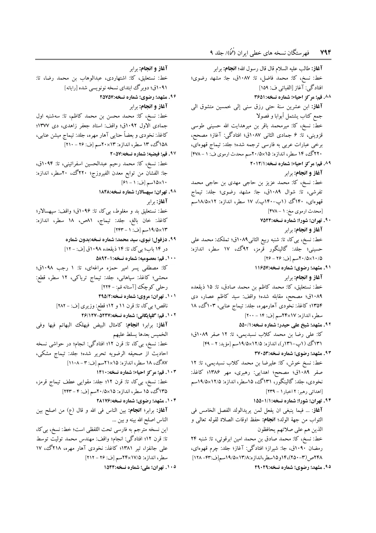 برگه‌ی ج ۹، ص ۷۹۴، ردیف ۹۴ در فنخا