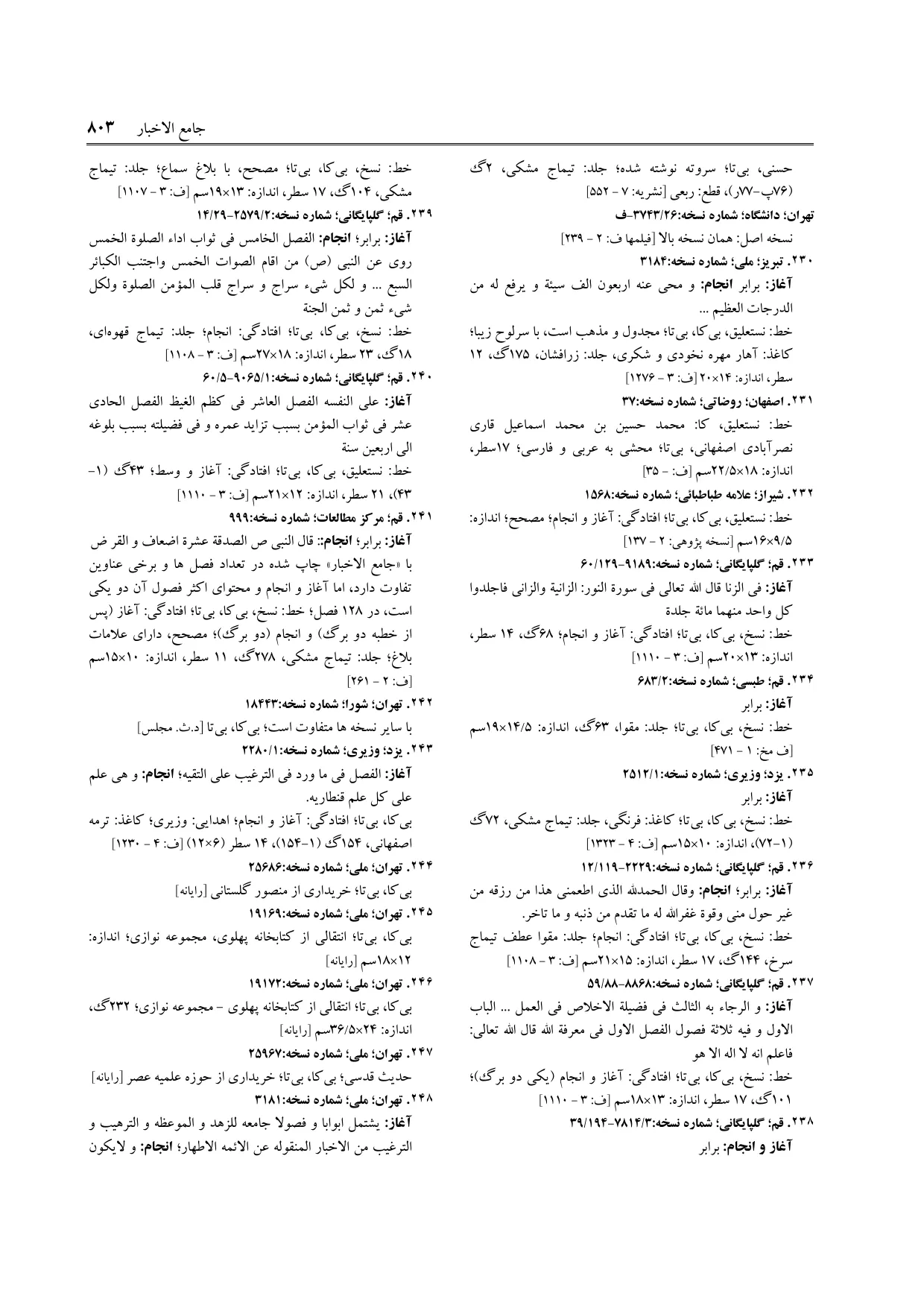 برگه‌ی ج ۹، ص ۸۰۳، ردیف ۲۴۲ در فنخا