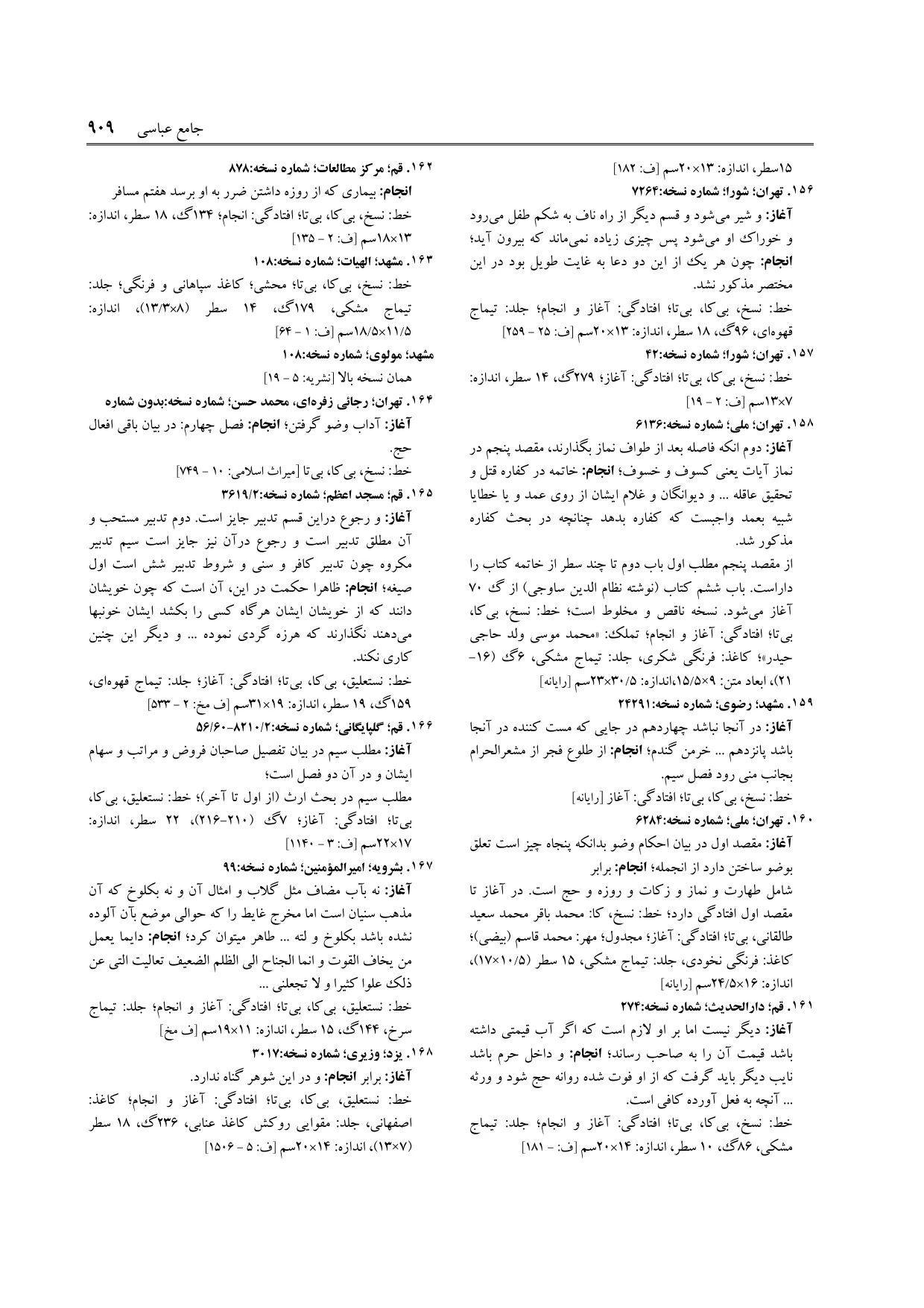 برگه‌ی ج ۹، ص ۹۰۹، ردیف ۱۵۹ در فنخا