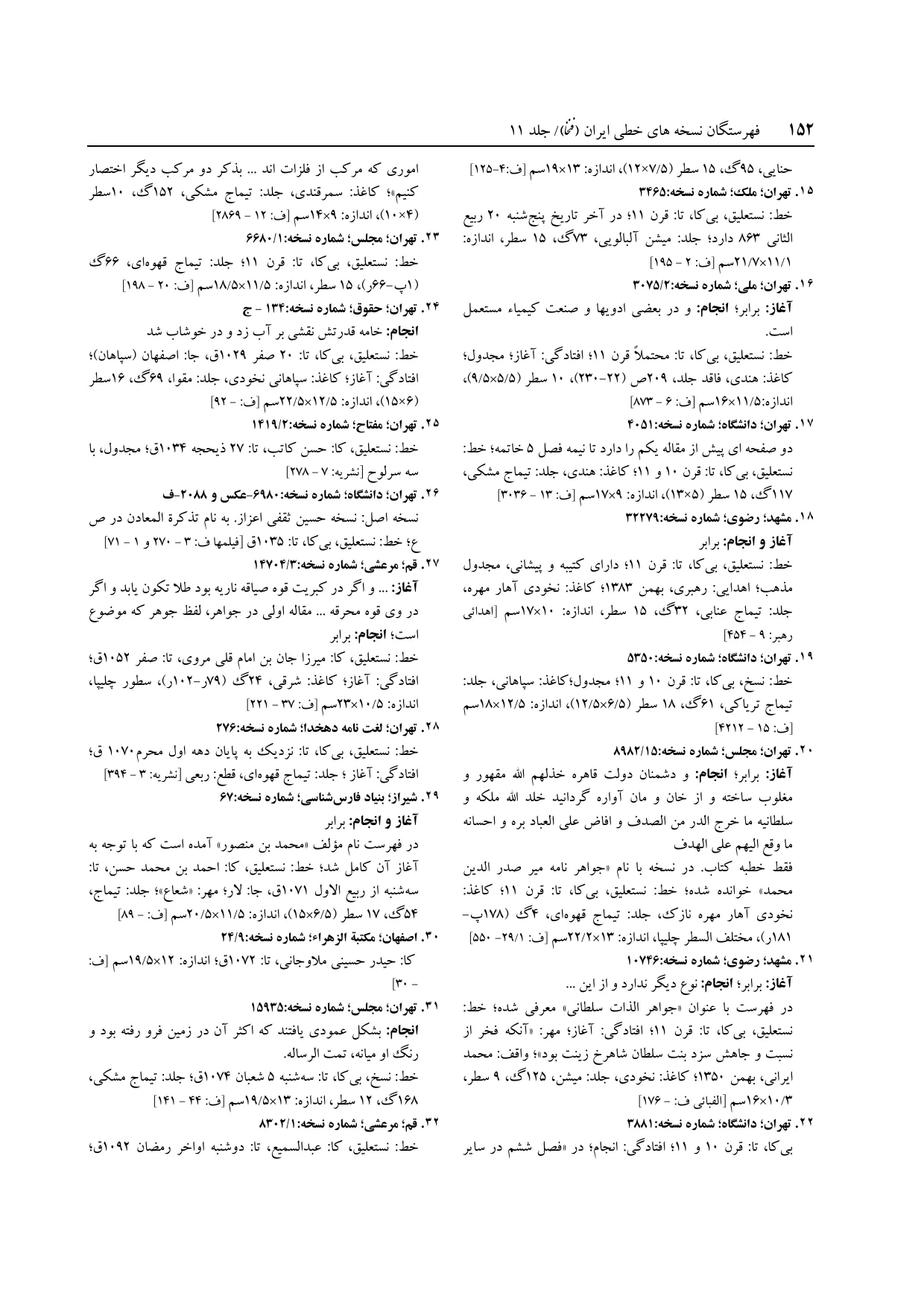 برگه‌ی ج ۱۱، ص ۱۵۲، ردیف ۲۹ در فنخا