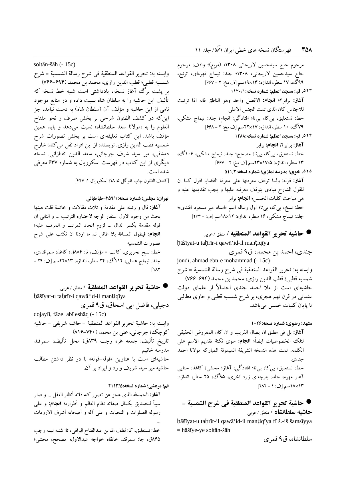 برگه‌ی ج ۱۱، ص ۴۵۸، ردیف ۵۲۵ در فنخا