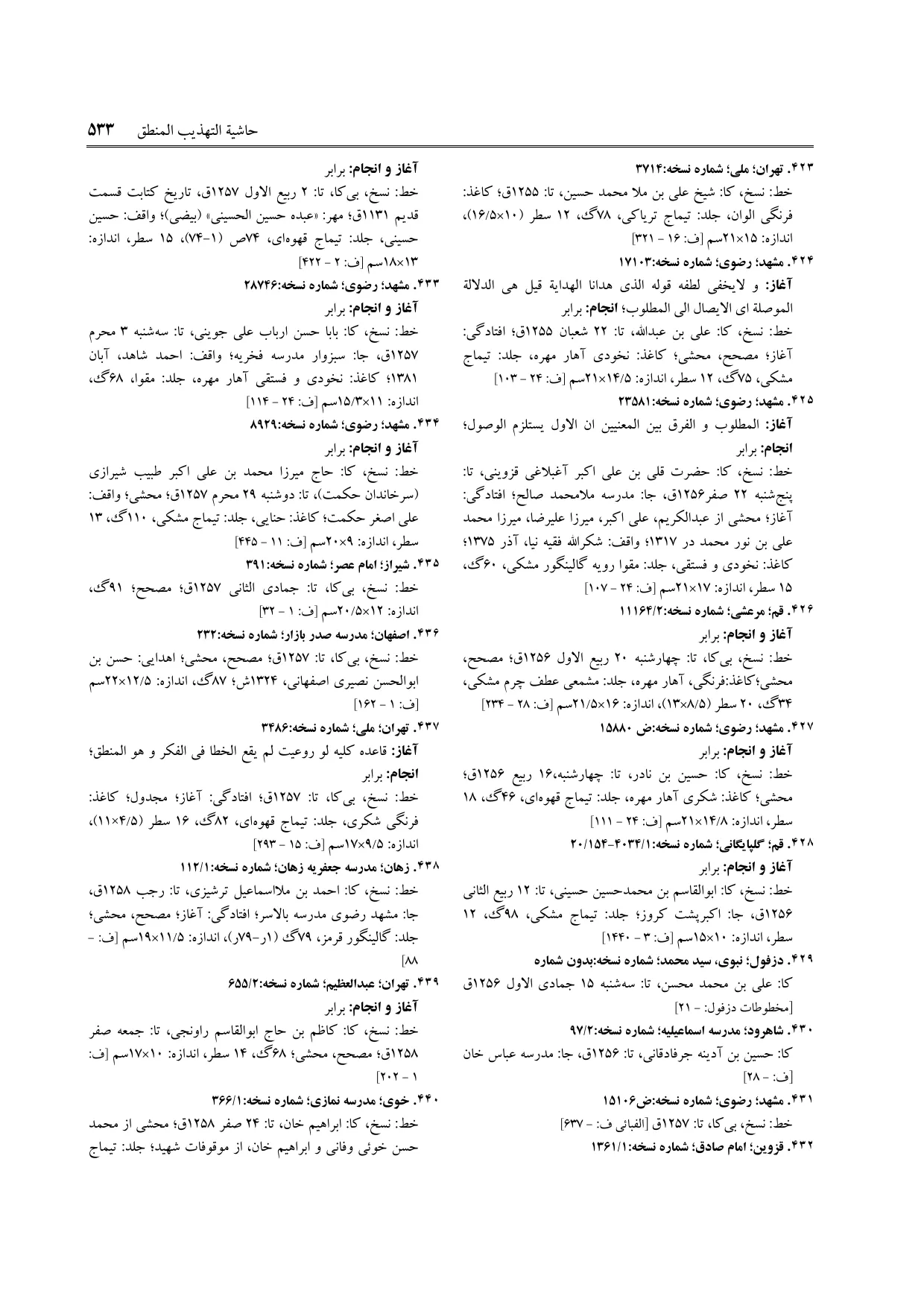 برگه‌ی ج ۱۱، ص ۵۳۳، ردیف ۴۴۰ در فنخا
