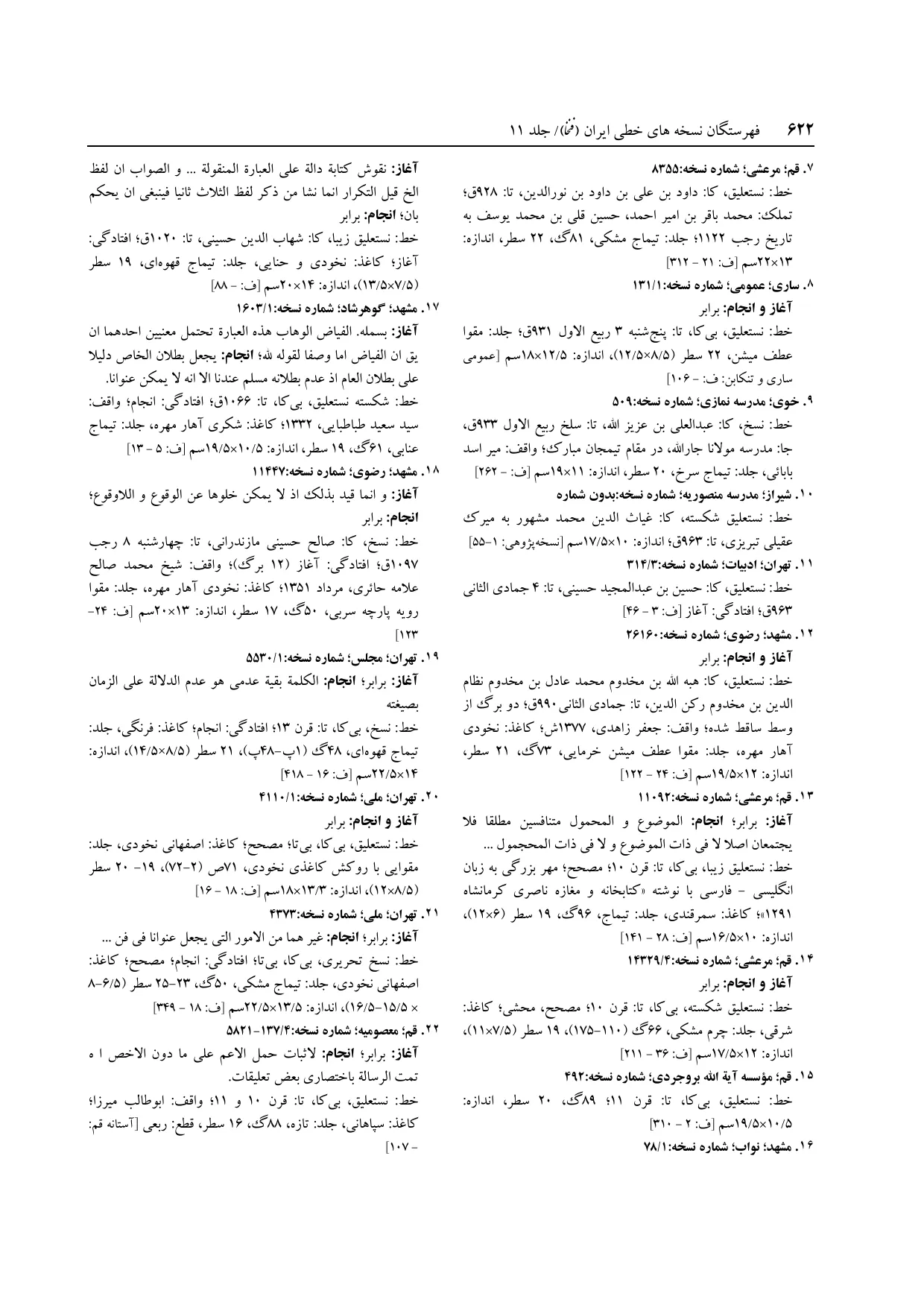 برگه‌ی ج ۱۱، ص ۶۲۲، ردیف ۹ در فنخا