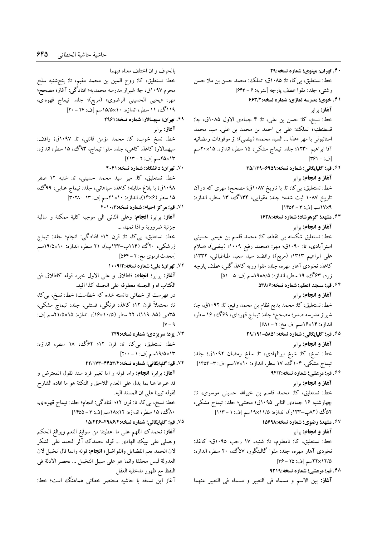 برگه‌ی ج ۱۱، ص ۶۴۵، ردیف ۶۱ در فنخا