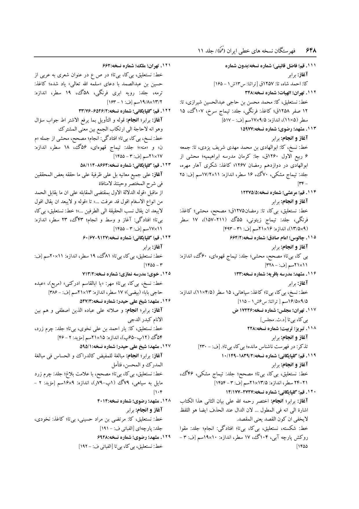 برگه‌ی ج ۱۱، ص ۶۴۸، ردیف ۱۲۵ در فنخا