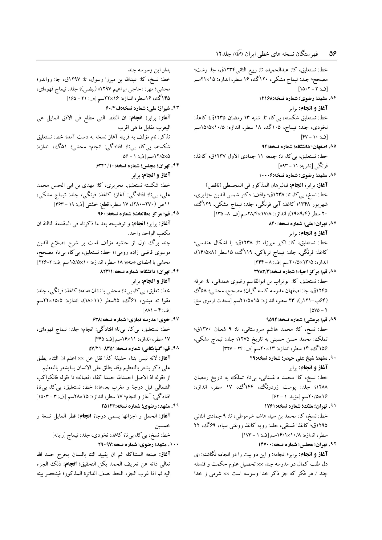 برگه‌ی ج ۱۲، ص ۵۶، ردیف ۹۷ در فنخا