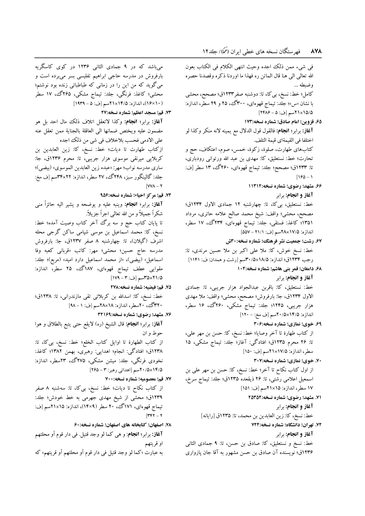 برگه‌ی ج ۱۲، ص ۸۷۸، ردیف ۷۸ در فنخا
