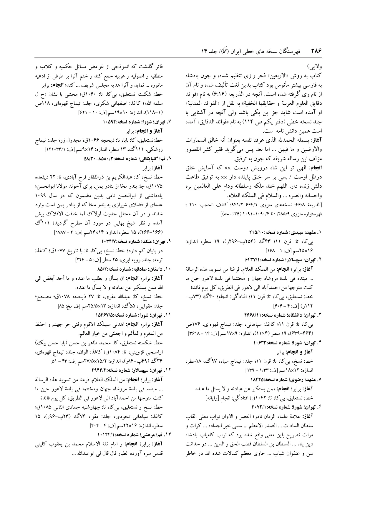 برگه‌ی ج ۱۴، ص ۲۸۶، ردیف ۱۱ در فنخا