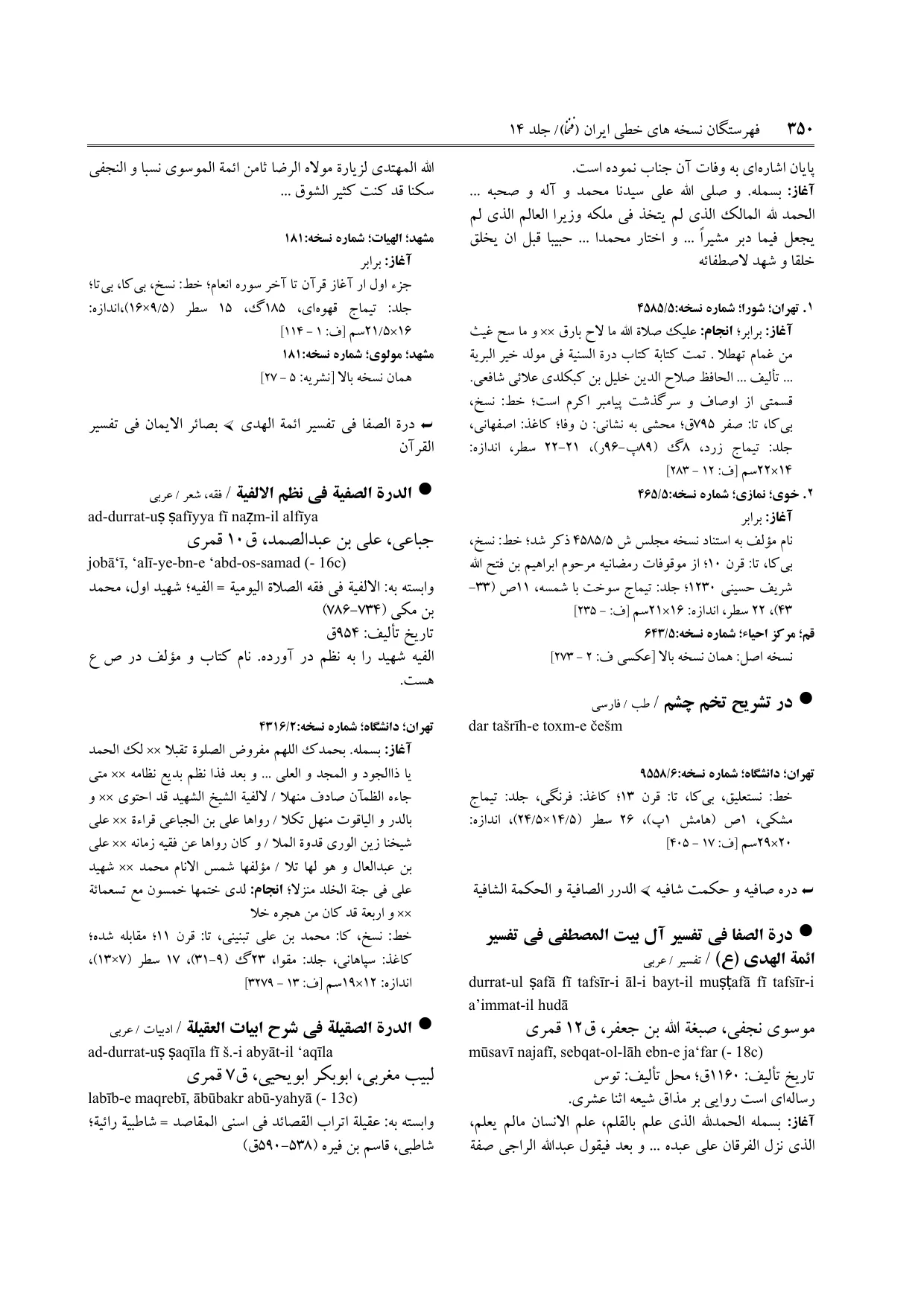 برگه‌ی ج ۱۴، ص ۳۵۰، ردیف ۱ در فنخا