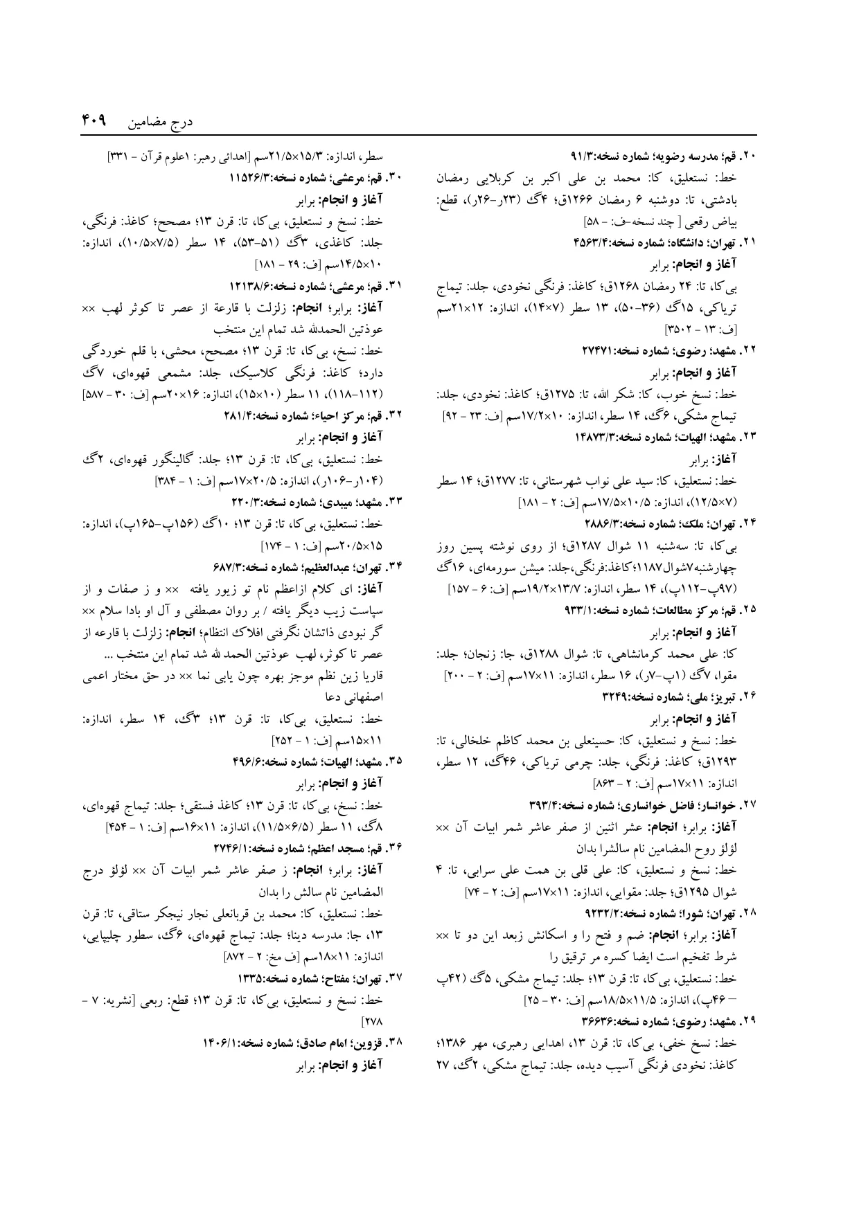 برگه‌ی ج ۱۴، ص ۴۰۹، ردیف ۲۷ در فنخا