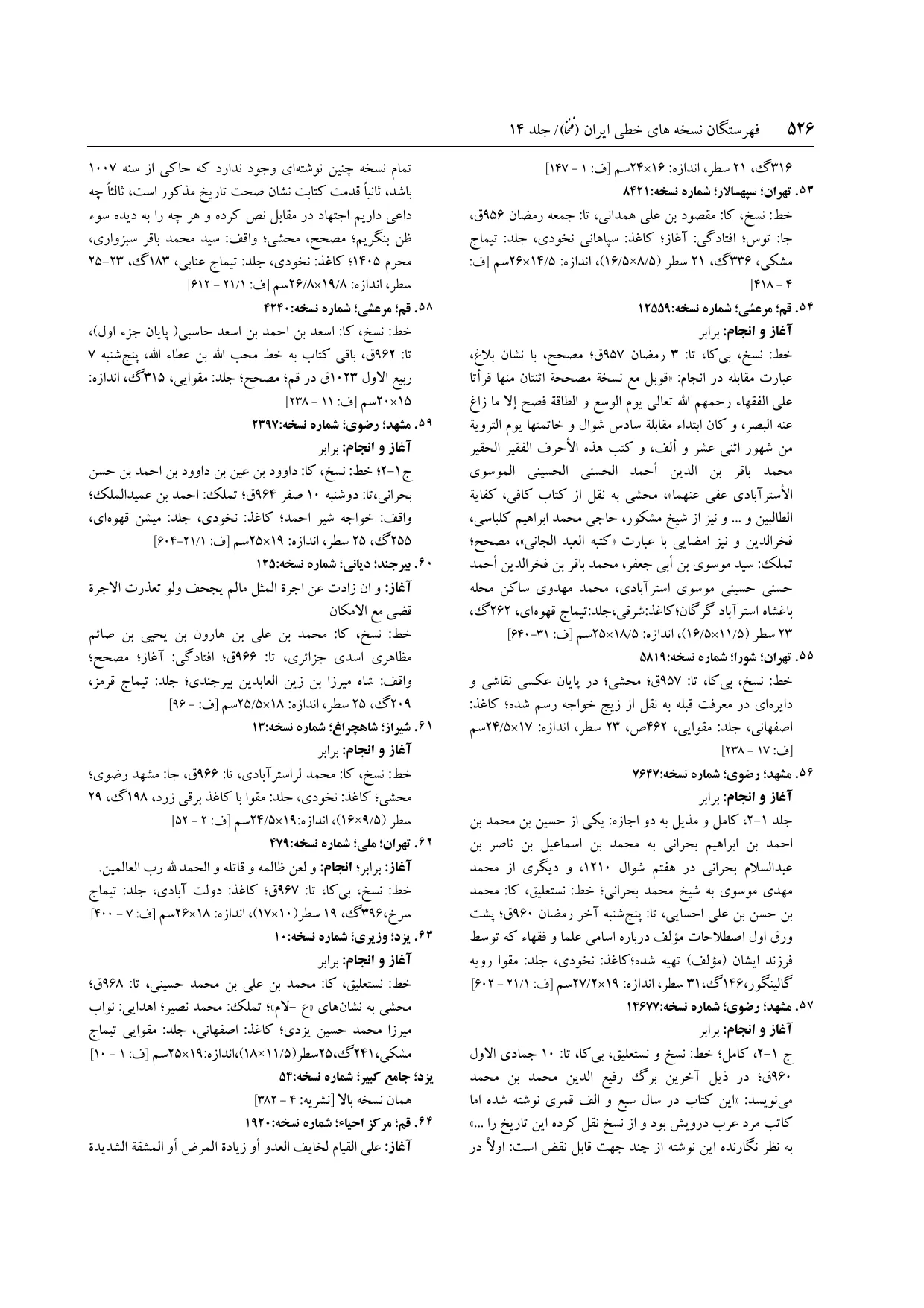 برگه‌ی ج ۱۴، ص ۵۲۶، ردیف ۵۶ در فنخا