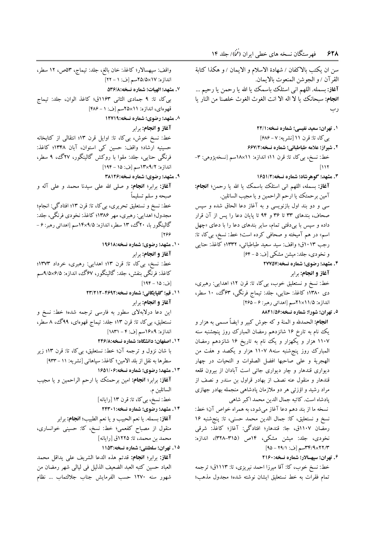 برگه‌ی ج ۱۴، ص ۶۲۸، ردیف ۵ در فنخا