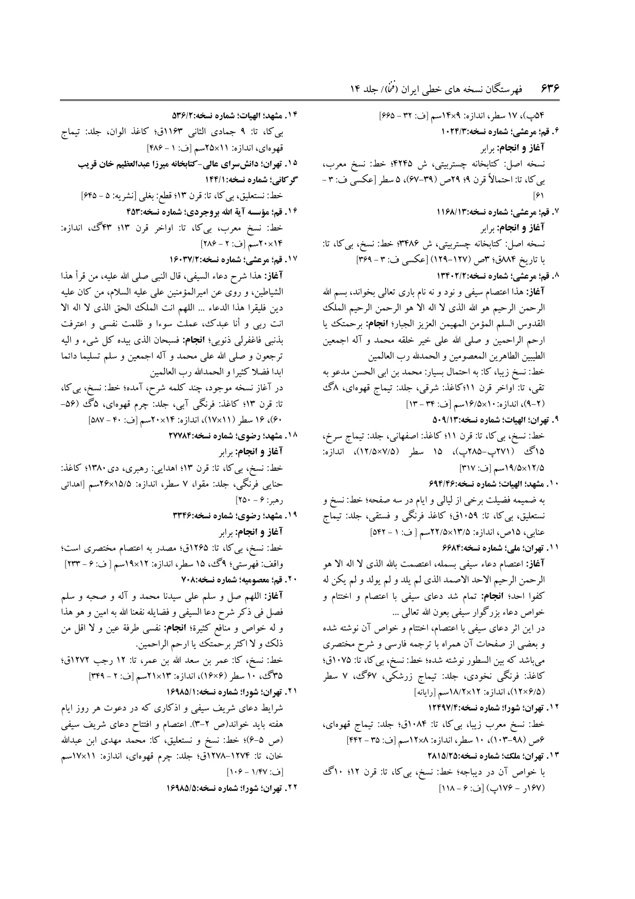 برگه‌ی ج ۱۴، ص ۶۳۶، ردیف ۲۱ در فنخا