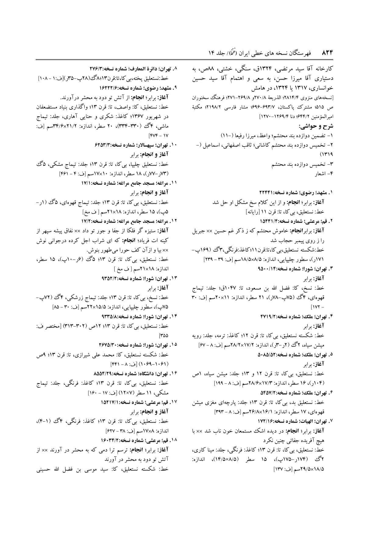برگه‌ی ج ۱۴، ص ۸۲۴، ردیف ۳ در فنخا