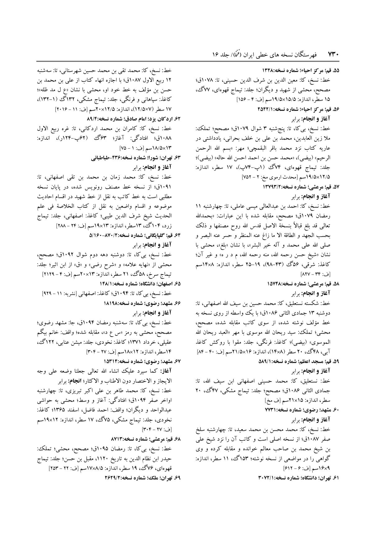 برگه‌ی فنخا، ج ۱۶، ص ۷۳۰، ردیف ۶۳