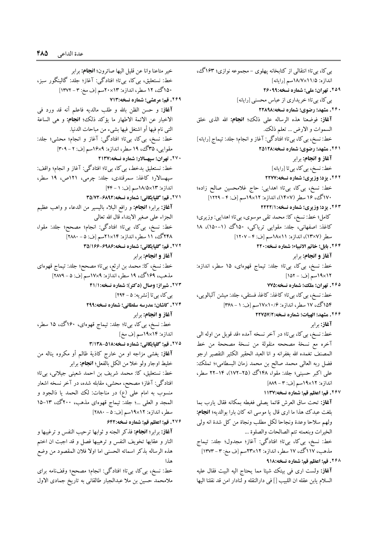 برگه‌ی ج ۲۲، ص ۴۸۵، ردیف ۲۶۸ در فنخا