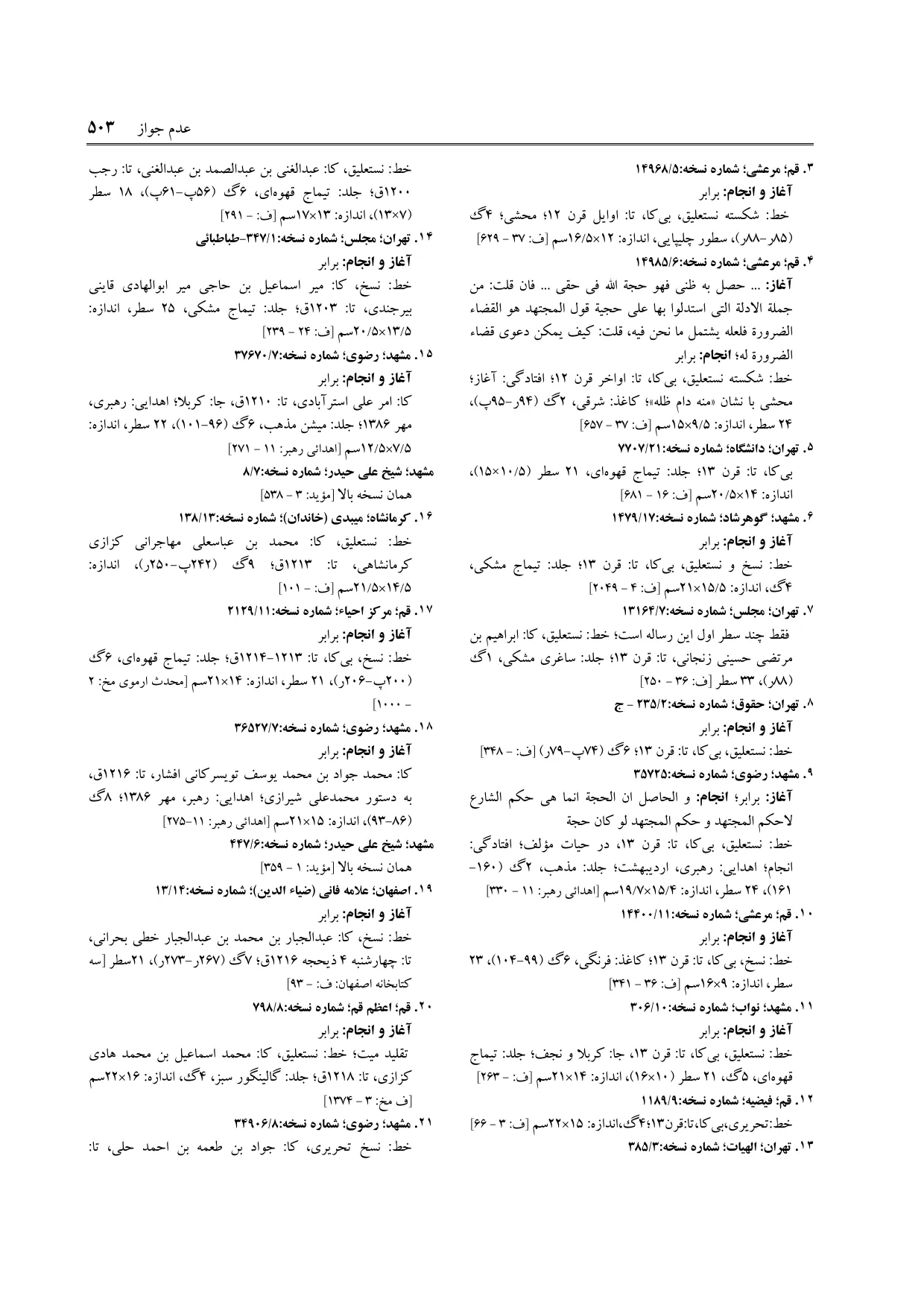 برگه‌ی ج ۲۲، ص ۵۰۳، ردیف ۲۰ در فنخا