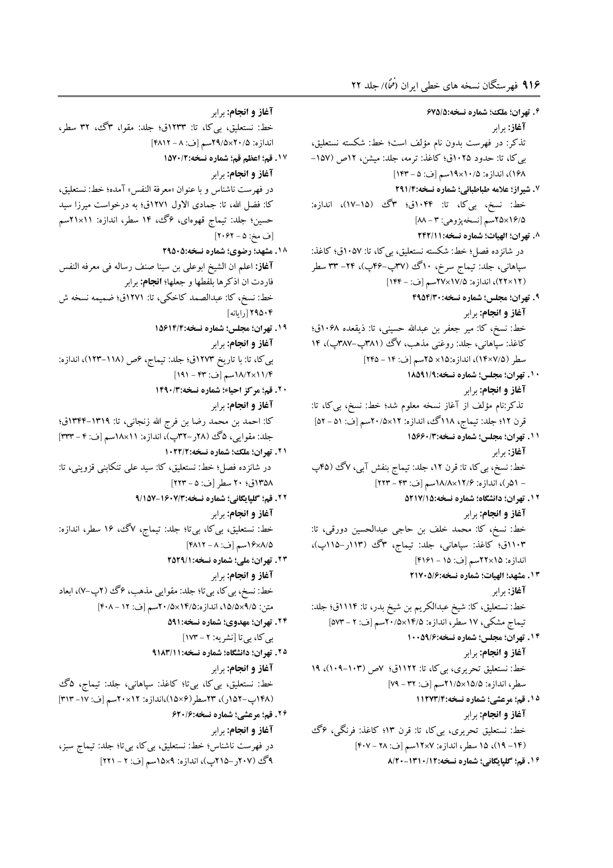 برگه‌ی ج ۲۲، ص ۹۱۶، ردیف ۱۷ در فنخا