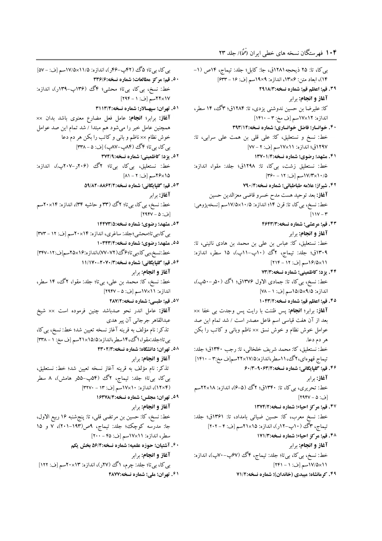 برگه‌ی ج ۲۳، ص ۱۰۴، ردیف ۴۰ در فنخا