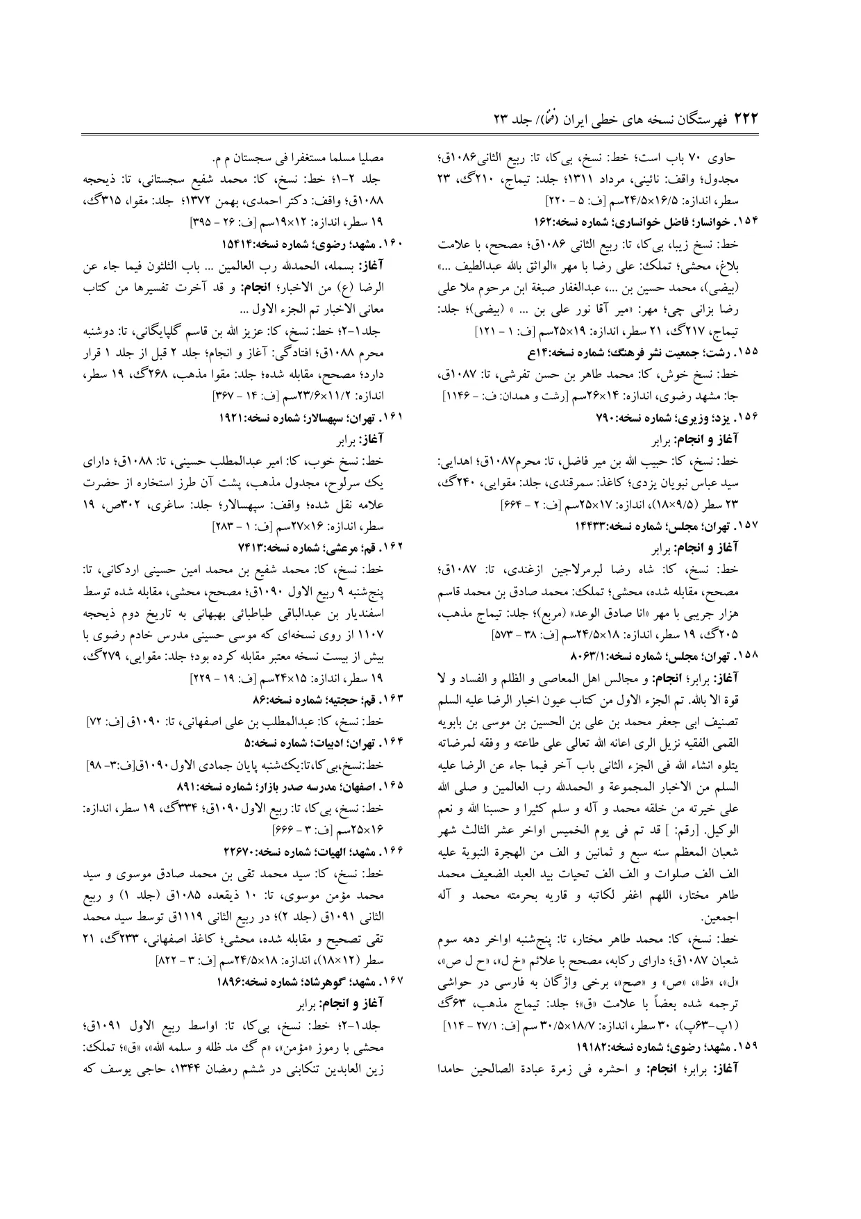 برگه‌ی ج ۲۳، ص ۲۲۲، ردیف ۱۵۴ در فنخا