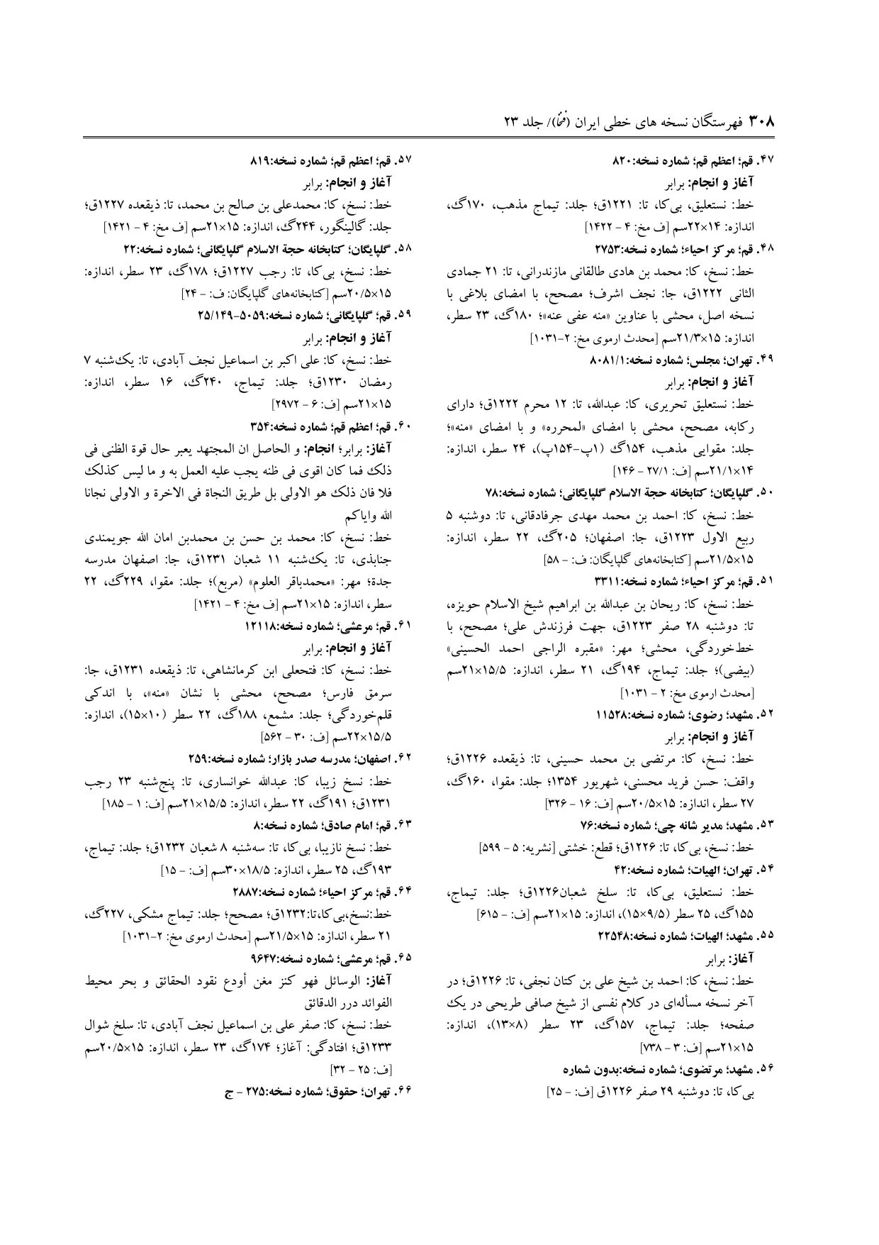 برگه‌ی ج ۲۳، ص ۳۰۸، ردیف ۶۰ در فنخا