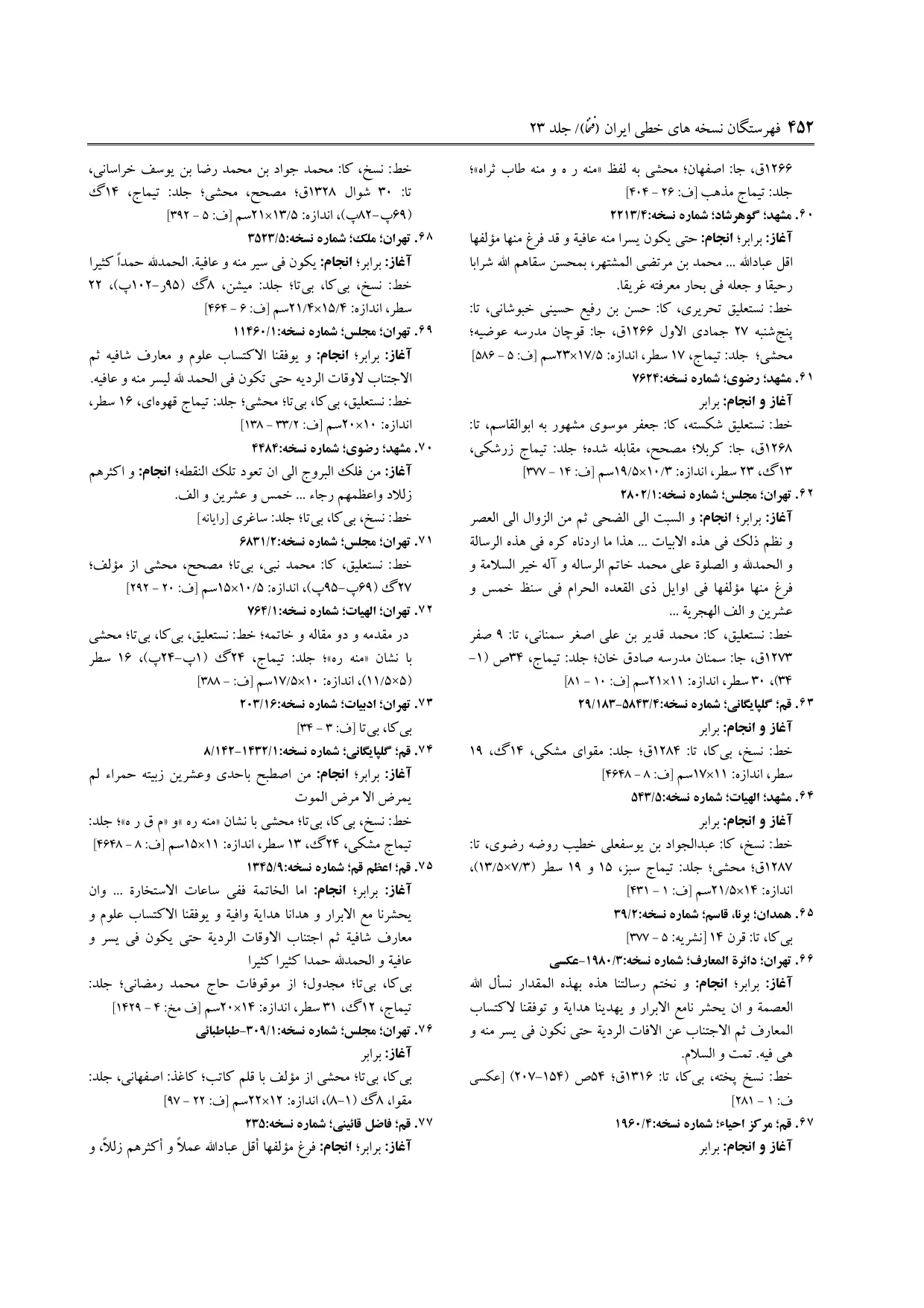برگه‌ی ج ۲۳، ص ۴۵۲، ردیف ۷۵ در فنخا