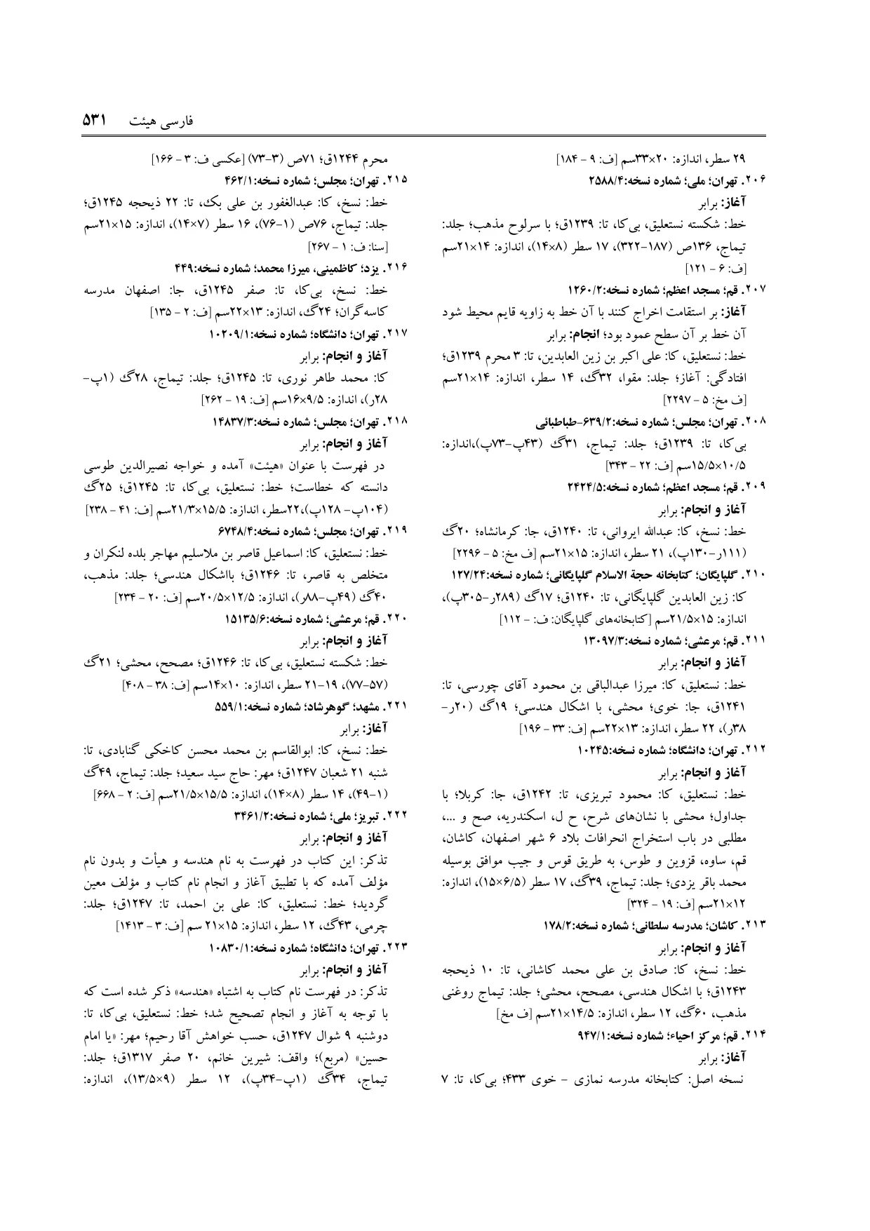 برگه‌ی ج ۲۳، ص ۵۳۱، ردیف ۲۱۶ در فنخا