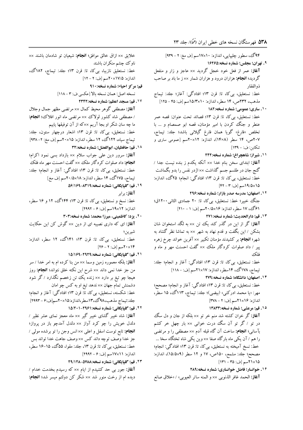 برگه‌ی ج ۲۳، ص ۵۳۸، ردیف ۱۶ در فنخا