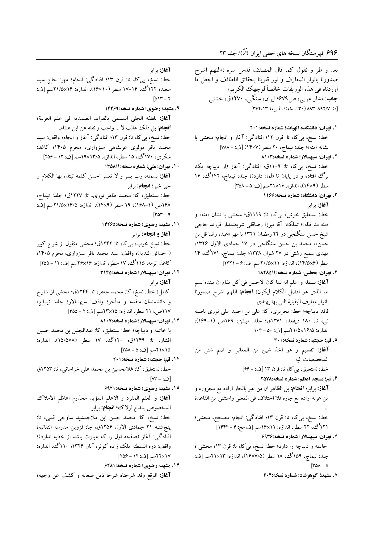 برگه‌ی ج ۲۳، ص ۶۹۶، ردیف ۱ در فنخا