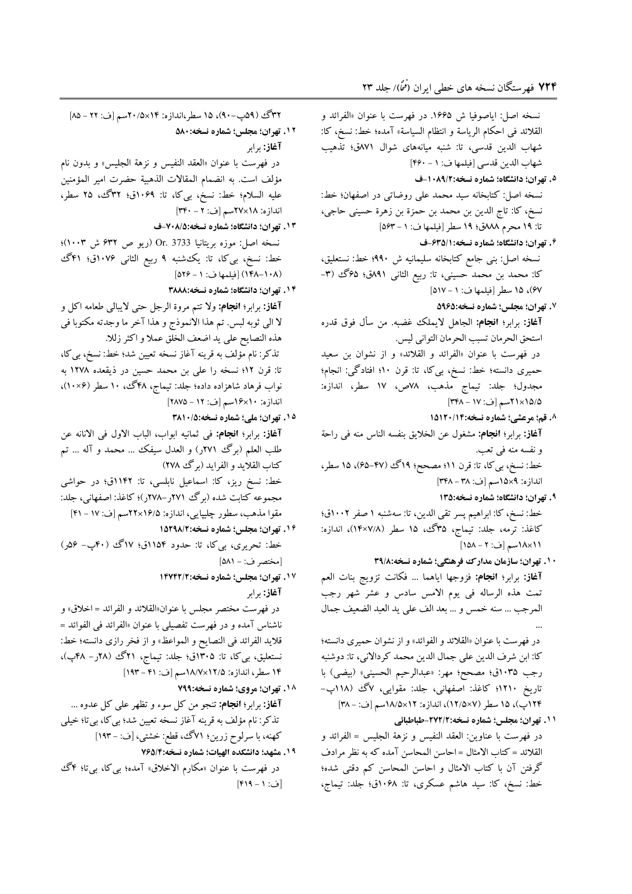 برگه‌ی ج ۲۳، ص ۷۲۴، ردیف ۱۹ در فنخا