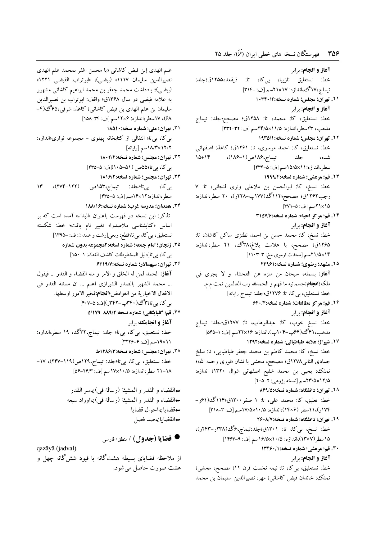 برگه‌ی ج ۲۵، ص ۳۵۶، ردیف ۲۵ در فنخا