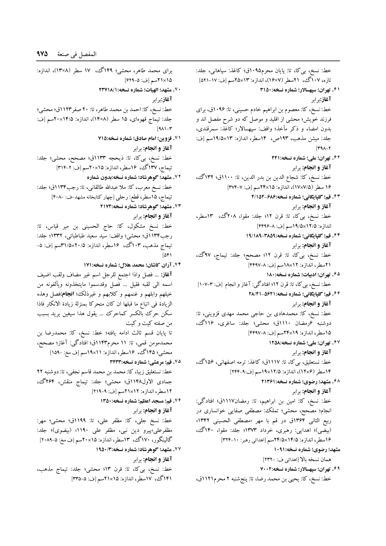 برگه‌ی ج ۳۰، ص ۹۷۵، ردیف ۷۴ در فنخا