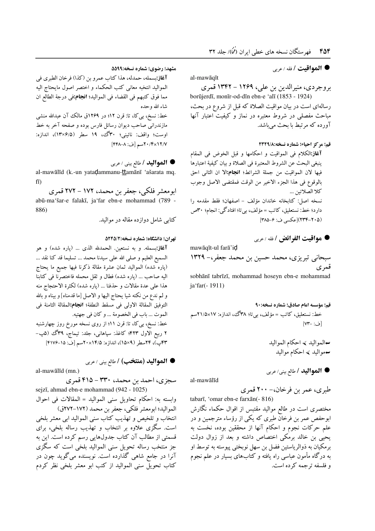 برگه‌ی ج ۳۲، ص ۴۵۴، ردیف ۱ در فنخا