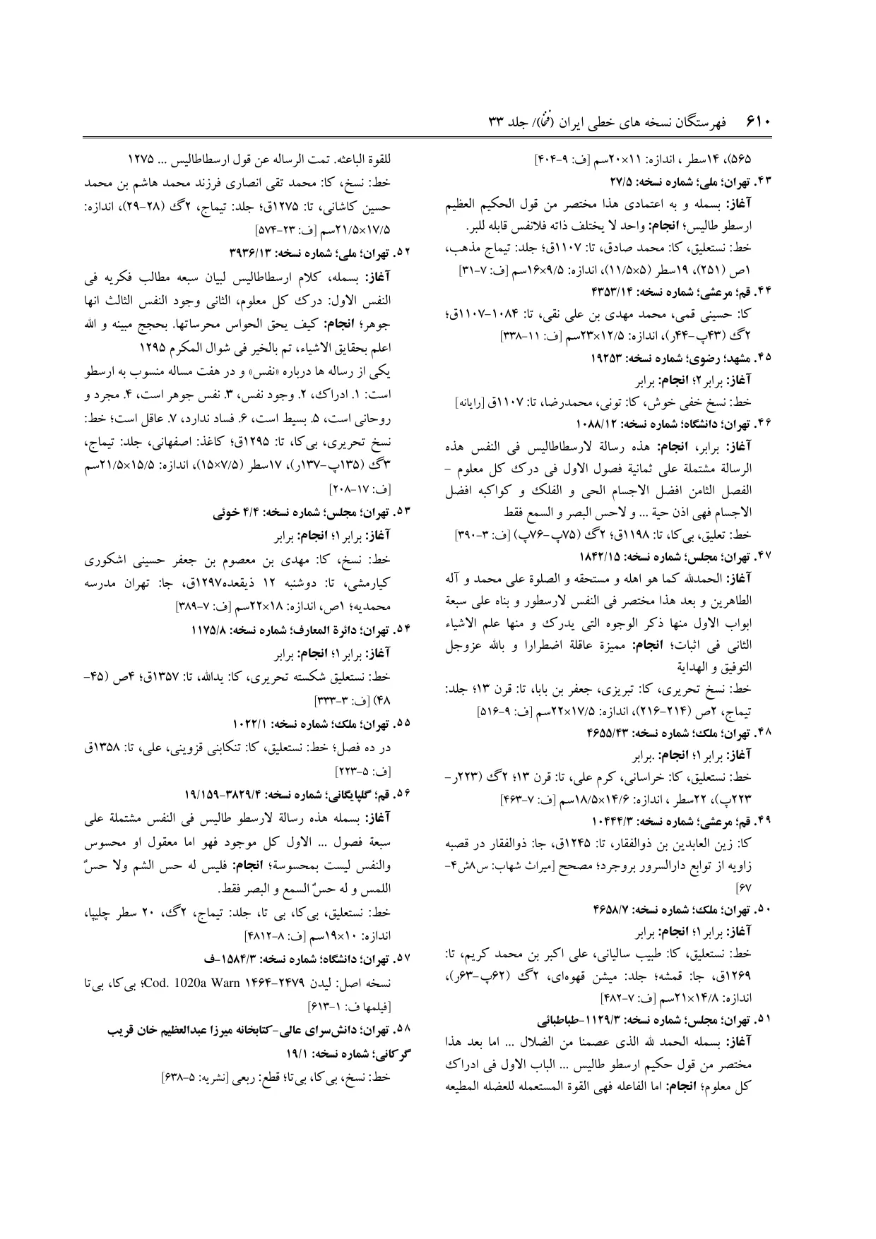 برگه‌ی ج ۳۳، ص ۶۱۰، ردیف ۵۸ در فنخا